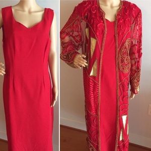 Striking Red/Gold 2-Piece set:  Dress and Jacket